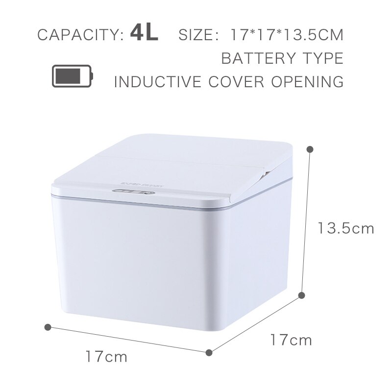 Pattumiera automatica Touchless bidone della spazzatura intelligente sensore di movimento a infrarossi bidone della spazzatura bidoni della spazzatura per auto bidone della spazzatura desktop da casa: bianca 4L A