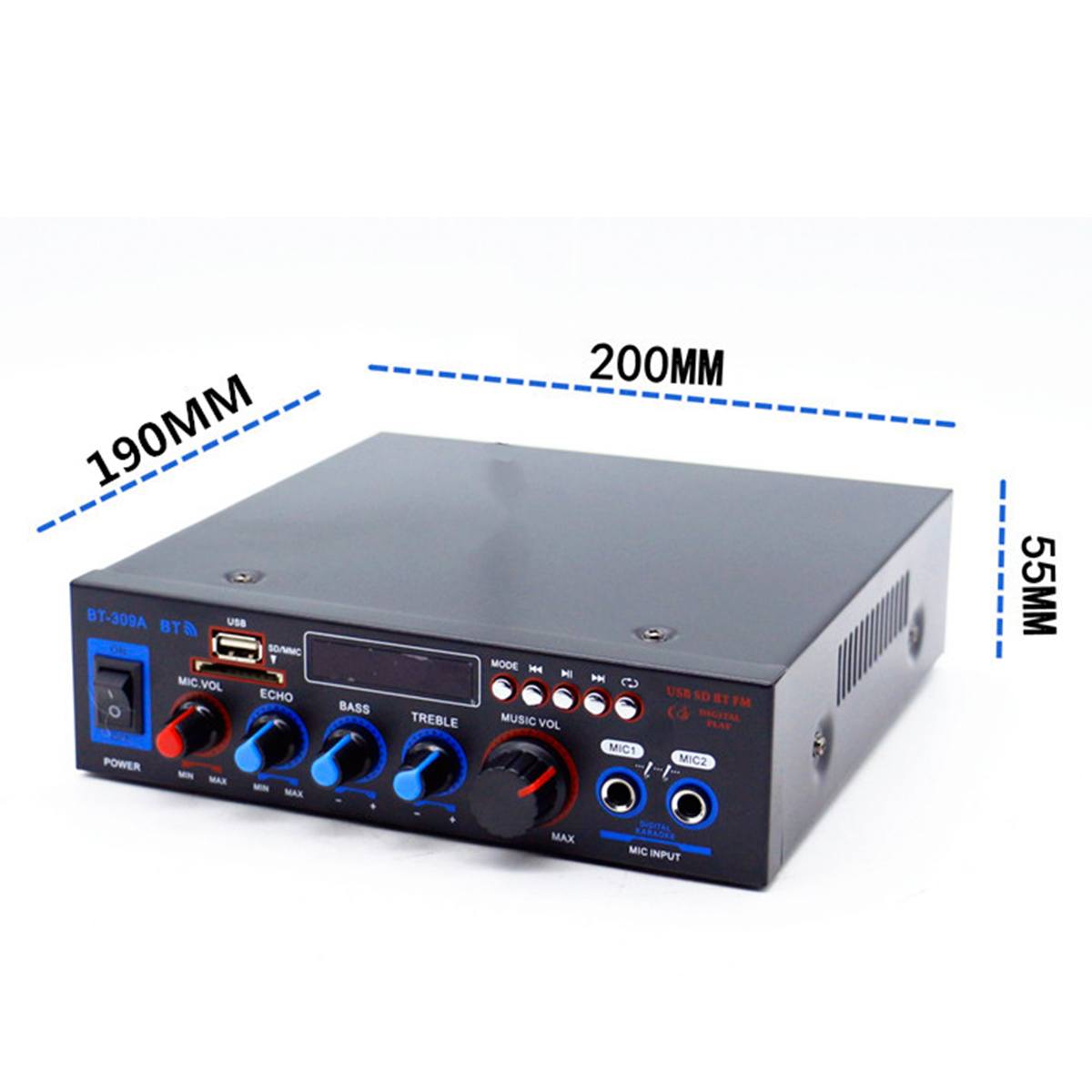 400W+400W HIFI Bluetooth Amplifier Digital Subwoofer AUX input USB SD Home Theater Amplifiers Audio Processor Power Amplifier