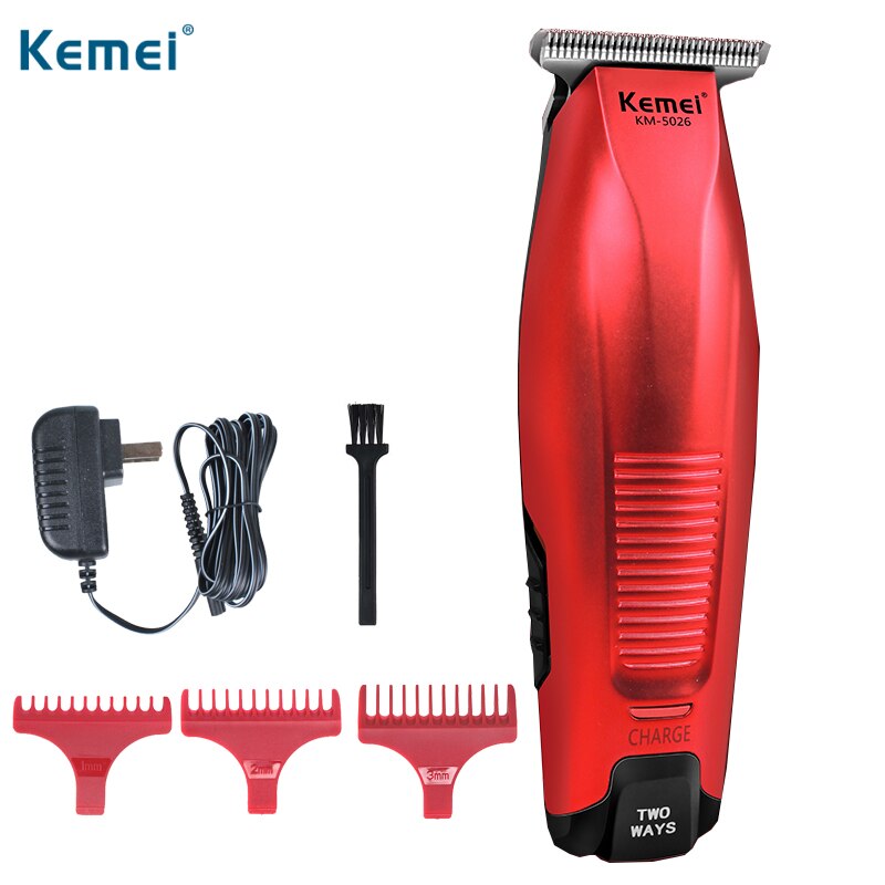 Salon Clipper Kemel-5026 0mm Baldheaded Trimer Kamei 0 mm Bald Head Kliper 0.1mm T Shape Zero Gap Blade Kmei Cut: without box / EU Plug