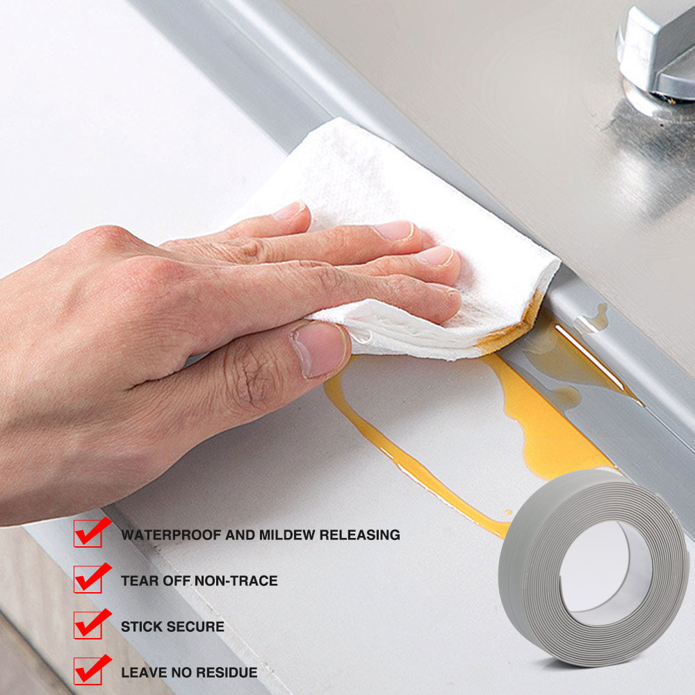 PVC Waterproof Mildew-Proof Self-Adhesives Tape for Home Bathroom Wall Sticker Toilet Sink Edge Tape Sealing Caulk Glues Strip