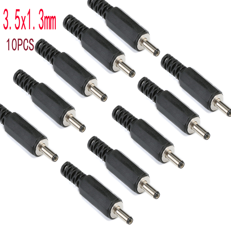 10Pcs DC 5.5x2.1mm 3.5x1.3mm 2.1 2.5 Connectors DC Power Plug Male Female Jack Socket Nut Panel Mount DC Power Adapter Connector: Beige