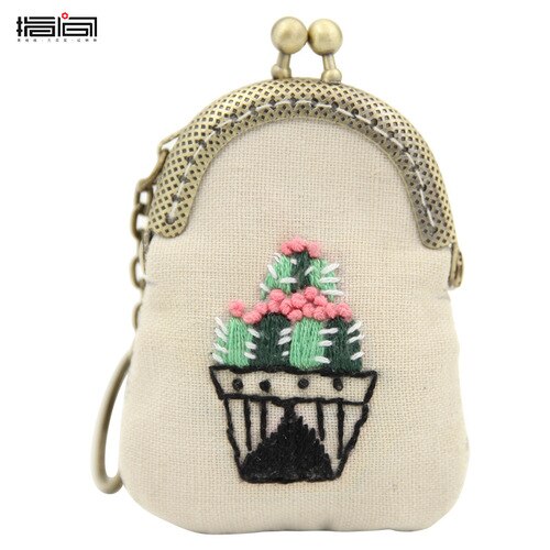 Embroidery Purse Making Kits Purse Frame Kiss Clasp Lovely Fowers Sewing Stitching Handmade Purse Girl: 9