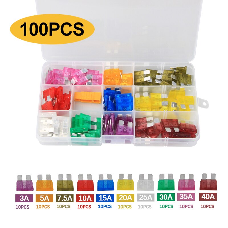 100pcs 5/7/10/15/20/25/30A Fuse Car Blade Fuse Assortment Assorted Kit Mini Small Size Blade Set Auto Truck Automotive Fuse: violet