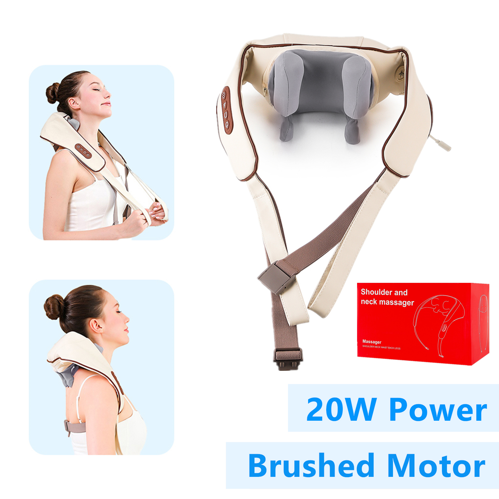 Foreverlily-masajeador inalámbrico para cuello y hombros, chal de masaje para amasar hombros y espalda, masajeador Cervical para cuello Trapezius, 26W: Naranja