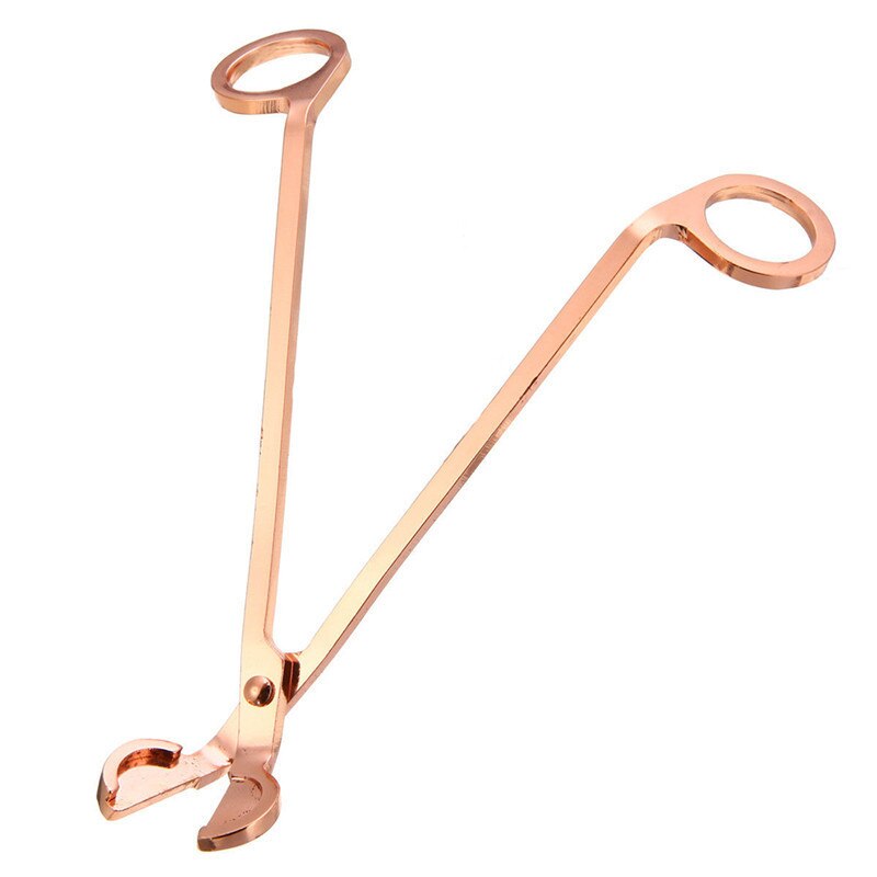 Stainless Steel Candle Wick Trimmer Oil Lamp Trim Scissor Cutter Tool Hook Clipper Rose Gold Round Head Candle Scissors: Default Title