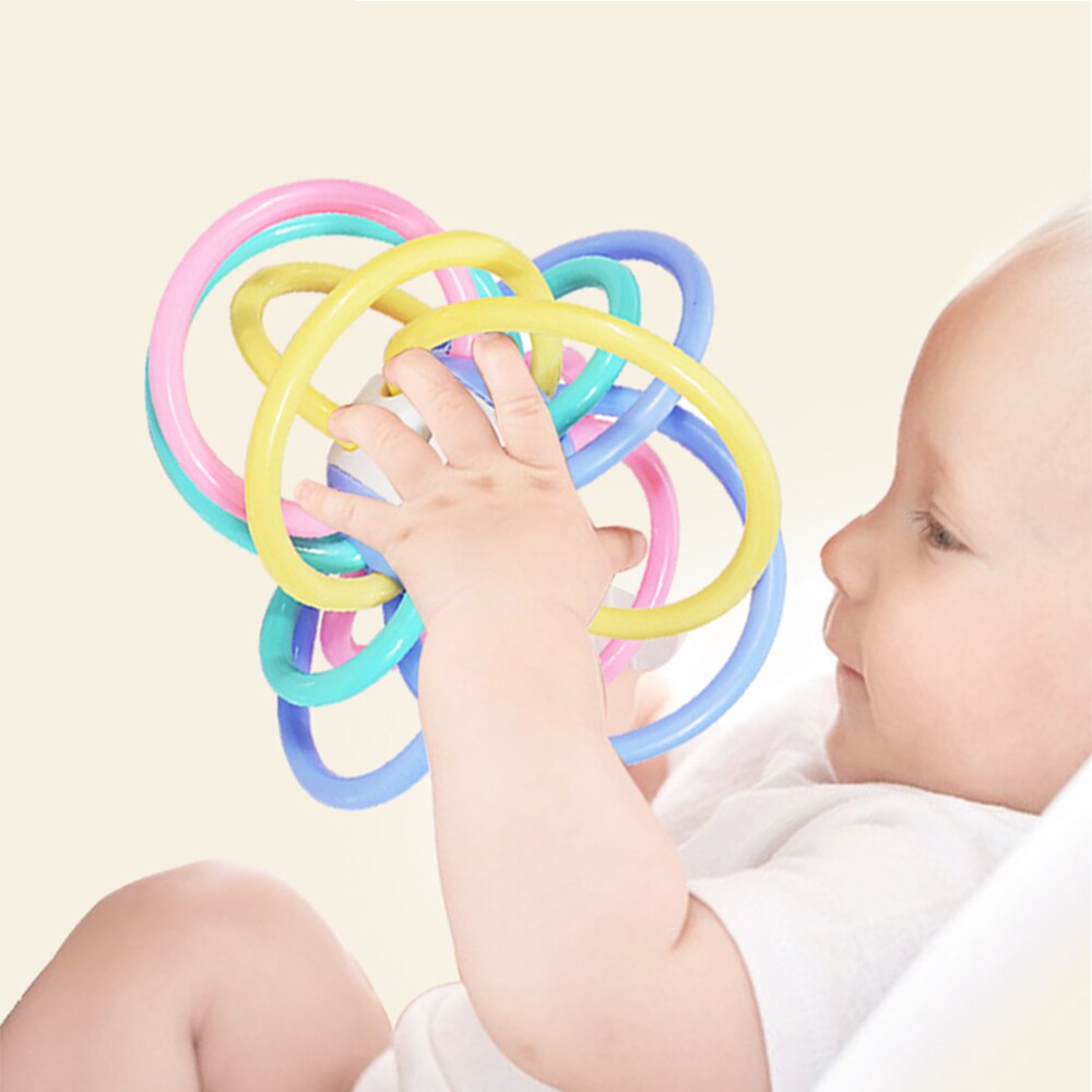 Kleurrijke baby rammelaars bijtring speelgoed pasgeboren baby puzzel tanden bal voor 0-12 maanden baby handbel rammelaar vroeg educatief