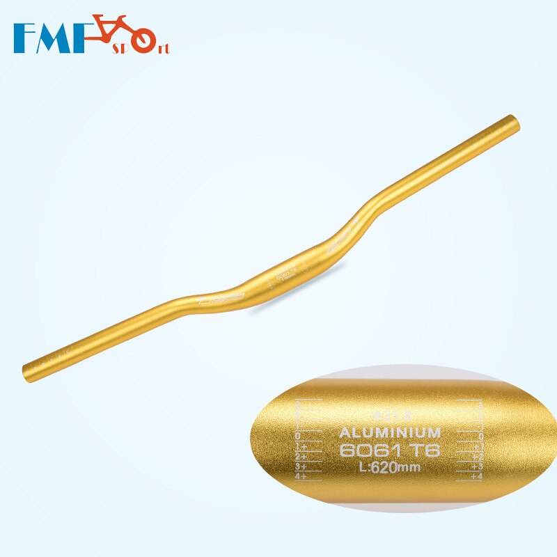 FMFXTR – guidon de vtt plat/surélevé en alliage d'aluminium haute résistance, partie droite de vélo, 31.8x620/700mm: Riser-620-gold