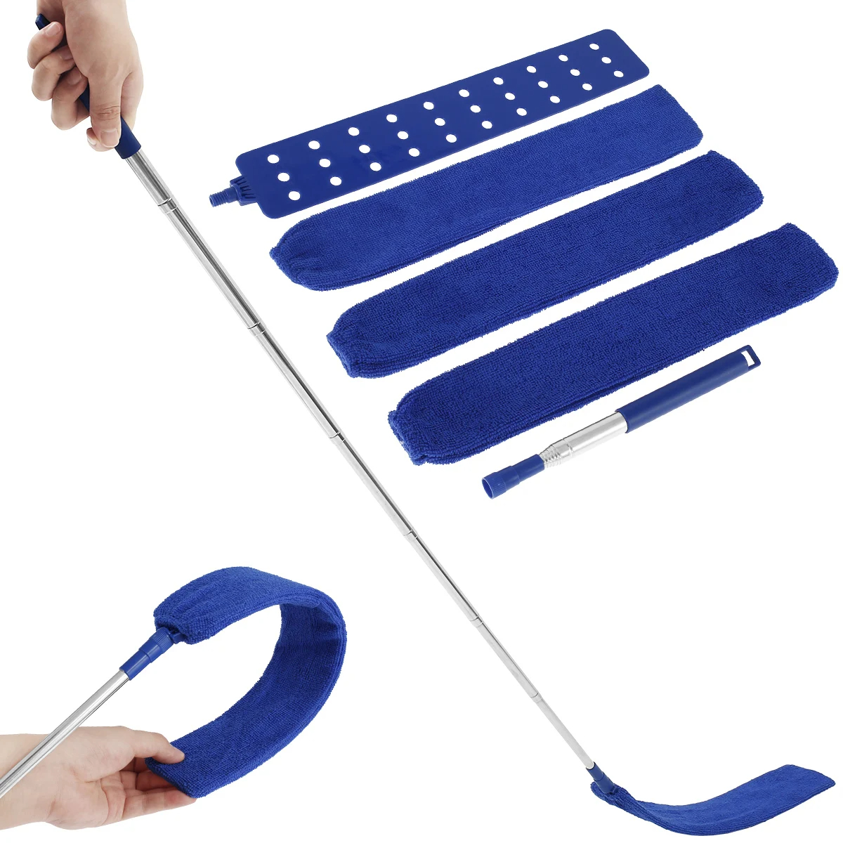 Støvrenser til mellemrum, udtrækkelig mikrofiberbørste til mellemrum, fleksibel lang, flad støvbørste til rengøring af bund i sovesofa og møbler: Grøn