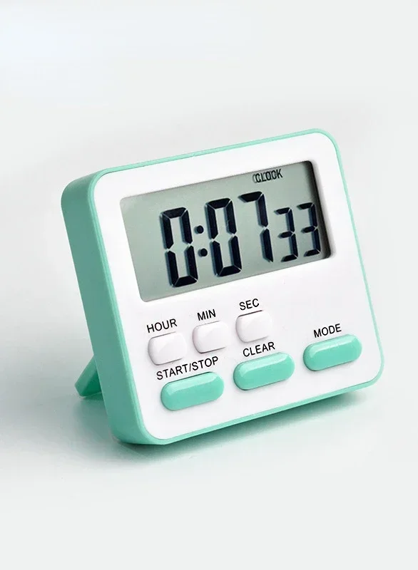 Affichage numérique alarme de cuisine écran LCD horloge minuterie de cuisine chronomètre de sommeil horloge jeu avec compte à rebours magnétique réveil: green