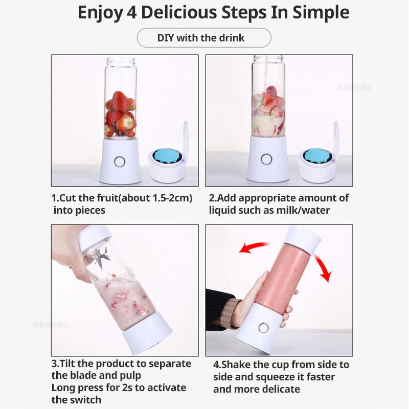 480ML USB Charging Portable Juicer Machine Mixer Mini Juice Electric Smoothie Blender Smoothie Maker Blenders Machine Household