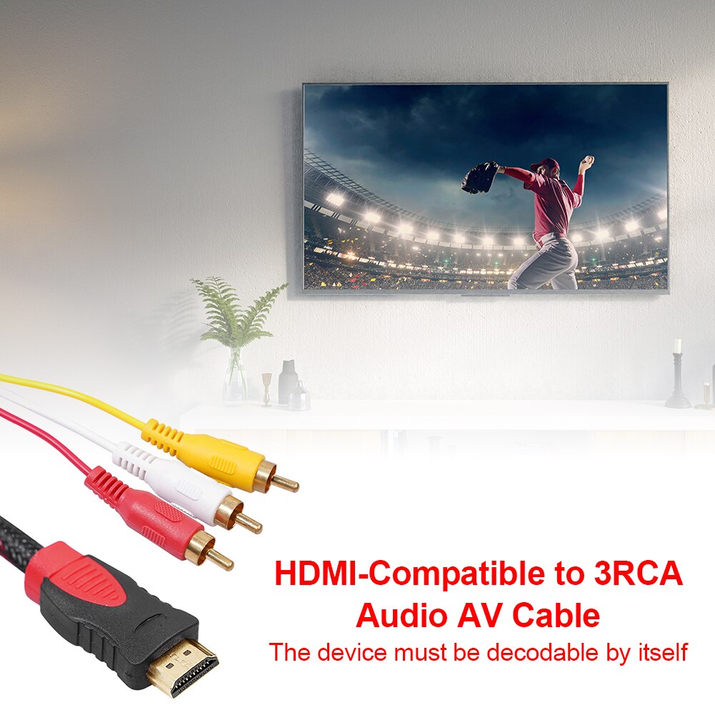 SCART to 3 RCA Phono Adapter 1080p HDMI compatible S-video to 3 RCA AV audio cable for projector/DVD/TV audio connector