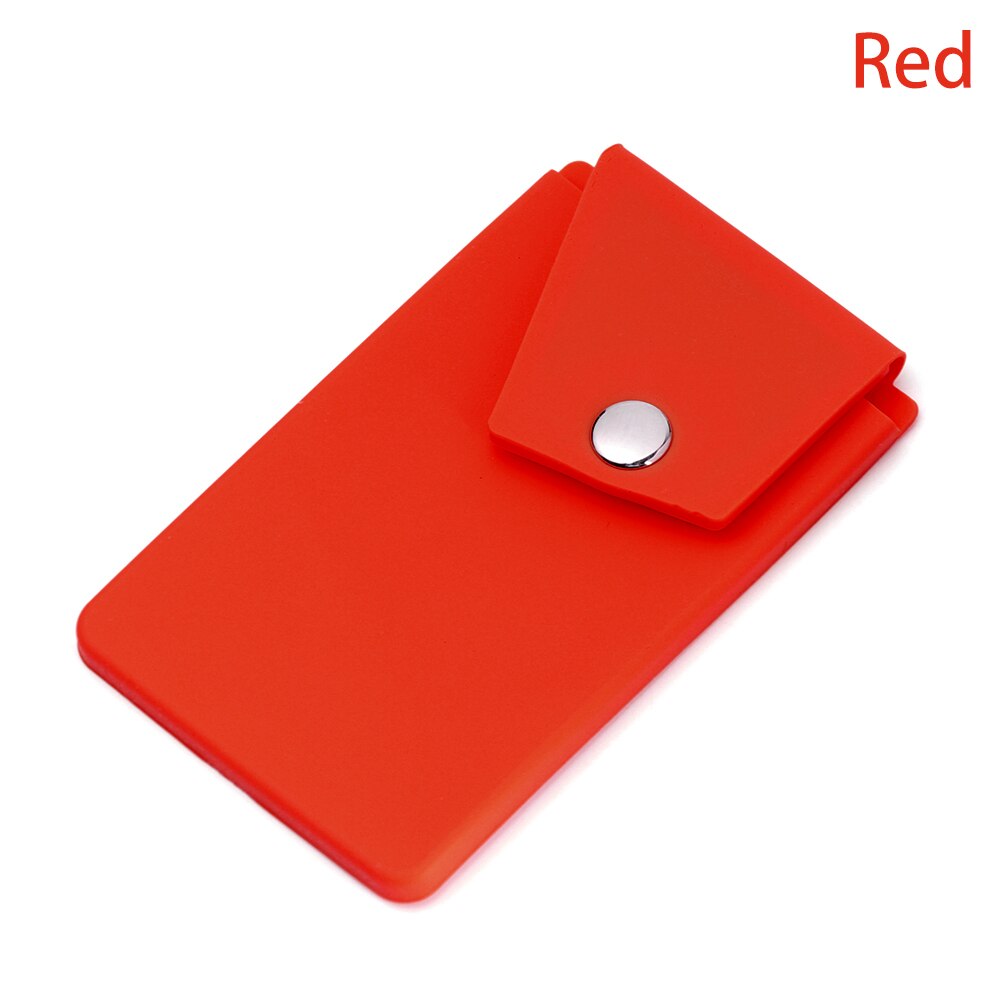 1PC Unisex Adhesive Silicone Phone Card Holder Wallet with Snap Pocket Phone Back Stick-on Credit Card Holder for Smart Phone: Red