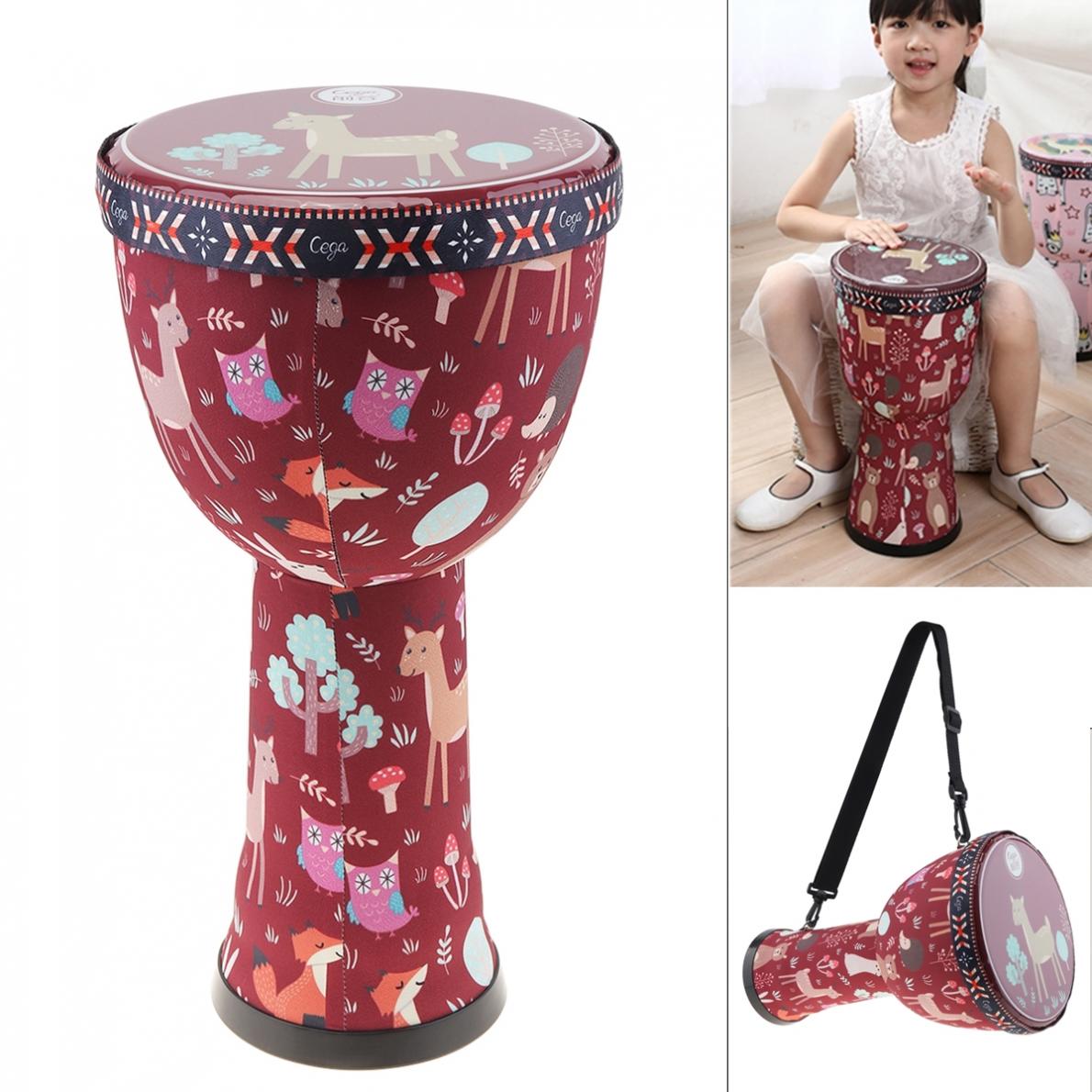 Djembe Drums 8 Inch African Djembe Drum Animal Kingdom ABS Barrel PVC Skin Lightweight Children Hand Drum
