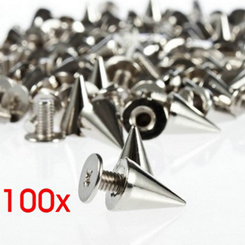 100 unids/set de tachuelas y picos de cono plateado, manualidades DIY, remaches Punk geniales para ropa, bolsa, zapatos, artesanía de cuero DIY