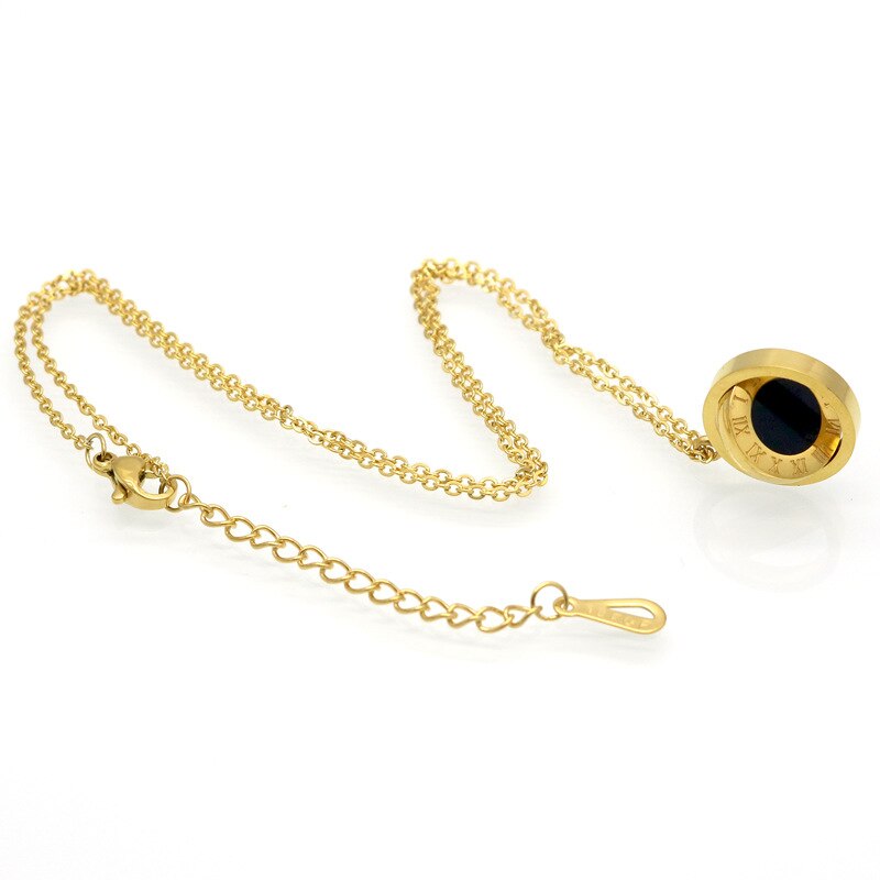 Witte zwarte schelp hanger ketting zwart-wit dubbelzijdige schelp romeins numeriek draaibare ketting