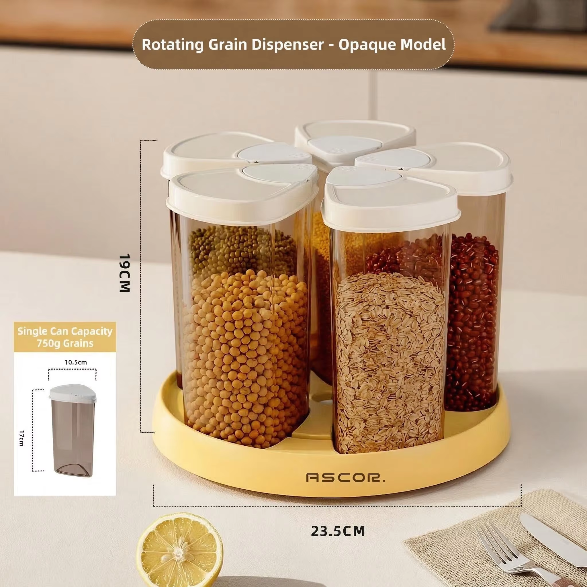 Dispenser - Draaibare ontbijtgranen dispenser - Opbergvat voor op het aanrecht - Kleine voedselbewaarcontainer met deksel, ontbijtgranenpottenset 5/6 stuks: Rood