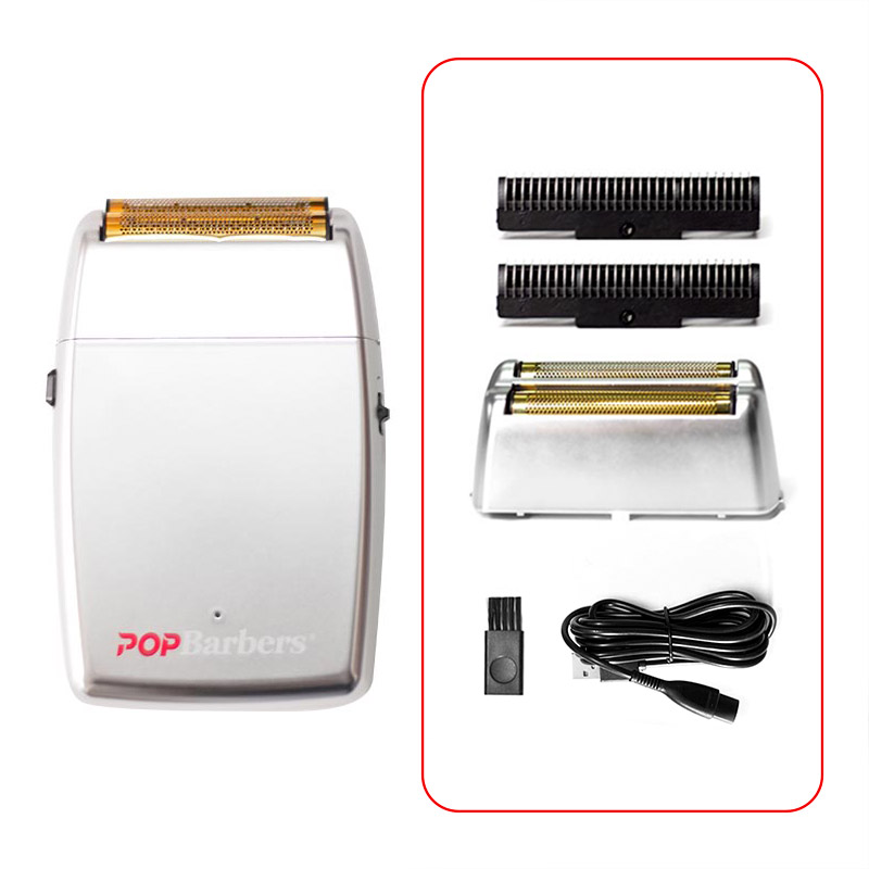 11000 RPM POP Barbers P620 Electric Men's Beard Trimmer Double Foil Shaver Electric Shaver USB Hair Cutting Machine: WHITE