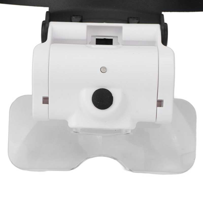 Head Mounted Magnifying Glass USB Charging Head Magnifier Wide Applications with 2 LED Lights for Reading Books