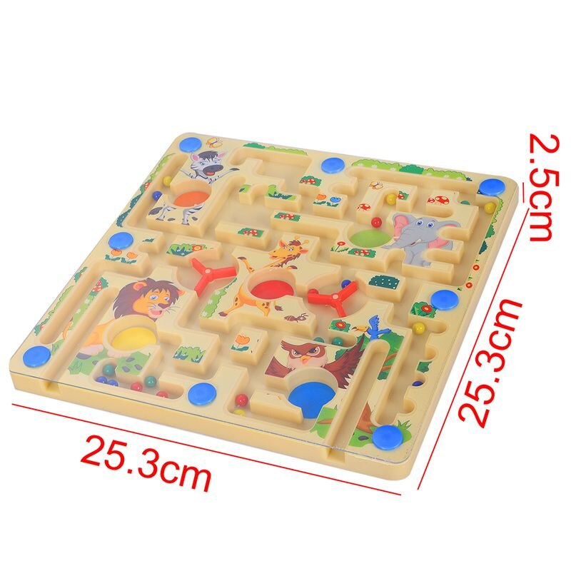 MWZ 2 in 1 Magnetic Maze with Flying Chess Double-faced Labyrinth Maze Educational Interactive Toys, Forest