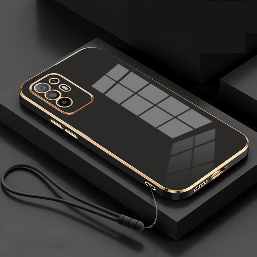 For oppo A94 5G Case OPPO Reno5z Reno 6z F19 ProPlus Luxury Square Plating Phone Case CPH2211 CPH2211 Shockproof Back Cover case: Cotton Fabric / black