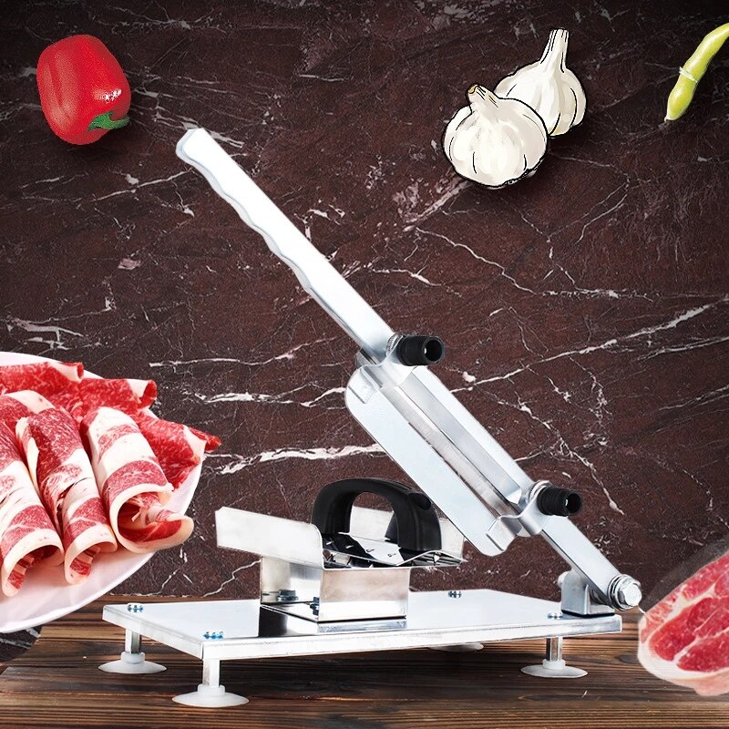 Haushalt Hand Lebensmittel Obst Schneidemaschine Lamm Rindfleisch Schneidemaschine Gefrorene Fleisch Schneiden Maschine Hammel rollen Cutter Einstellbare Dicke Junge