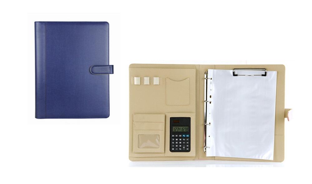 Multifunctionele map  a4 ,  pu-lederen documentenmappen met 4- ringen in briefformaat. voor documentenmappen van 8.5 x 11 inch.: Blauw 2