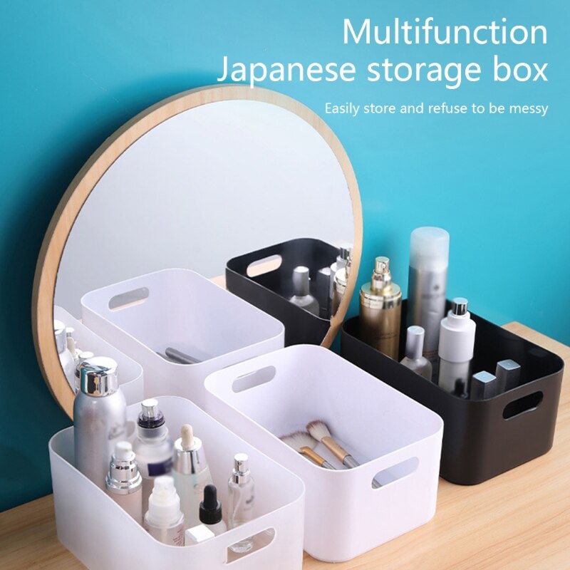 3 Kleur Kleine Pantry Opslag Bakken, Plastic Opbergbakken Met Handvatten Voor Slaapkamer, Zwart/Transparant/Wit