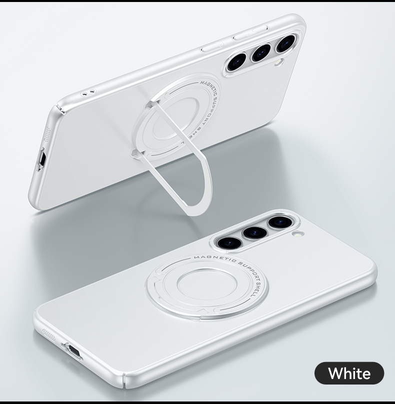 Ultra Thin Hidden Stand Hard Case For Samsung Galaxy S25 Ultra S24 S23 Plus 5G Kick Stand Magnetic Cover For Magsfae Car Charger: WHITE / Galaxy S24 Ultra