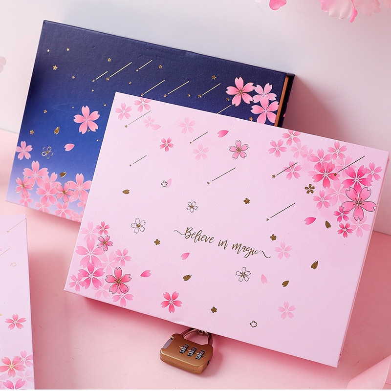 "Sakura Magic" Lock Box Diary Notebook Cute Journal Girls Stationery