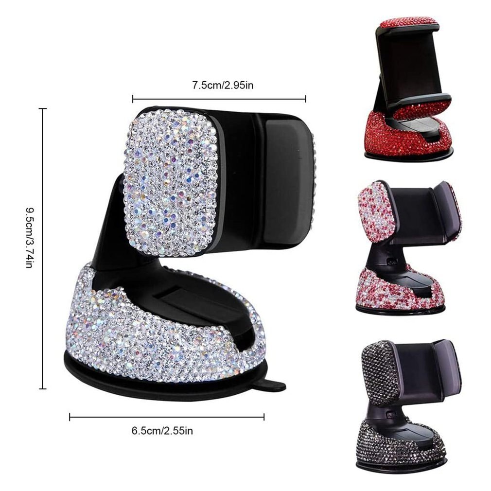 2 in1 360 graden auto mobiele telefoonhouder voor auto dashboard en ventilatierooster met kristal type diamant inleg auto navigatie beugel
