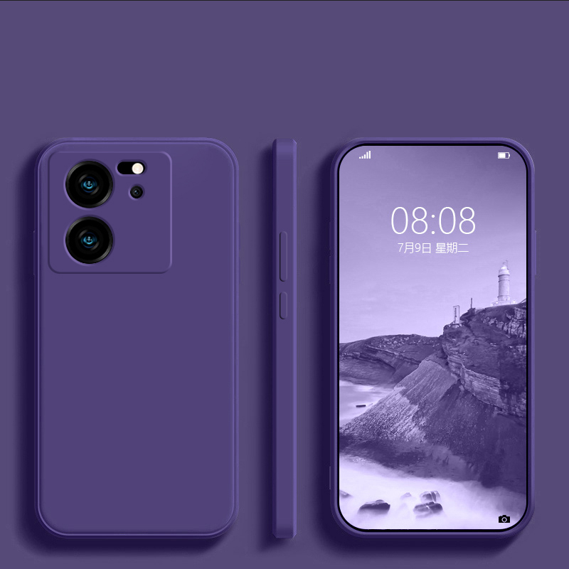 Coque de téléphone carrée en silicone liquide pour Xiaomi, coque arrière souple, couverture de luxe, Mi 13T, Mi 13 T Pro, Mi 13T Pro, 5G: PC + TPU / Violet