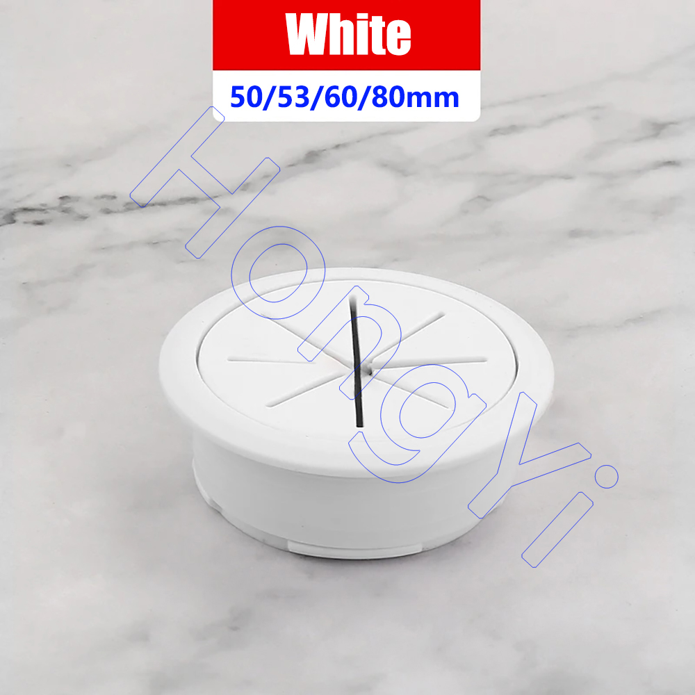 1Pcs Desk Wire Organizer Cable Hole Cover ABS+Rubber Cord Grommets 50mm/53mm/60mm/80mm for Office Furniture Cable Passing: Beige / 53mm