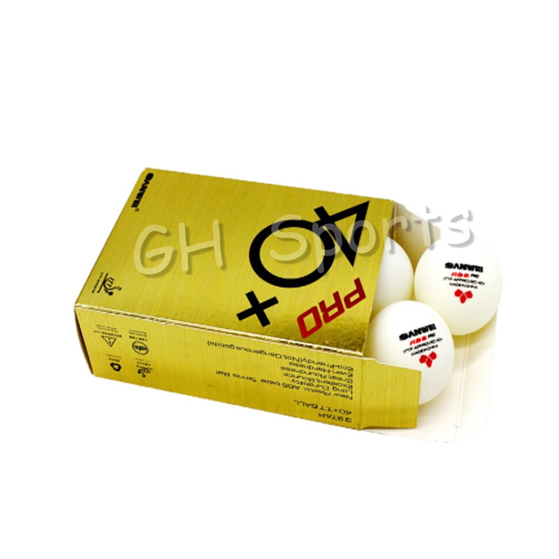 SANWEI-pelota de tenis de mesa ABS PRO 3-Star, plástico aprobado por ITTF, Material , 40 pelotas, , 12 bolas