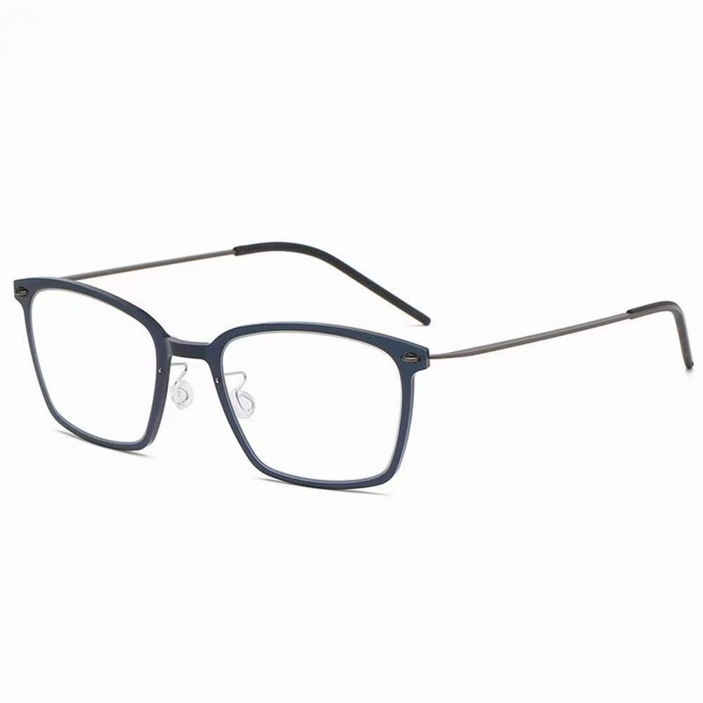 Denmark Brand Titanium Prescription Eyeglasses 6536 Square Ultralight Screwless Glasses Frame Men Women Myopia Optical Spectacle: Blue