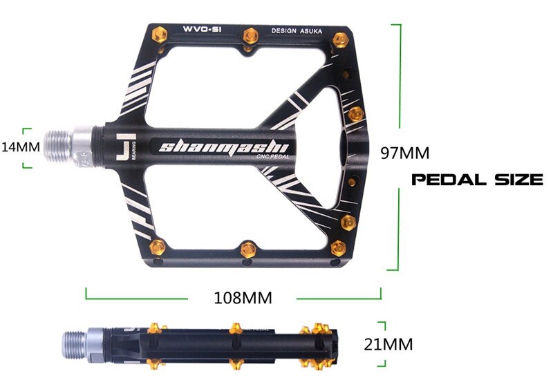 1 par sykkelpedaler 4 lagre avlet, sklisikker cnc aluminiumslegering sykkelpedal ultratynn mtb-pedal med lenker