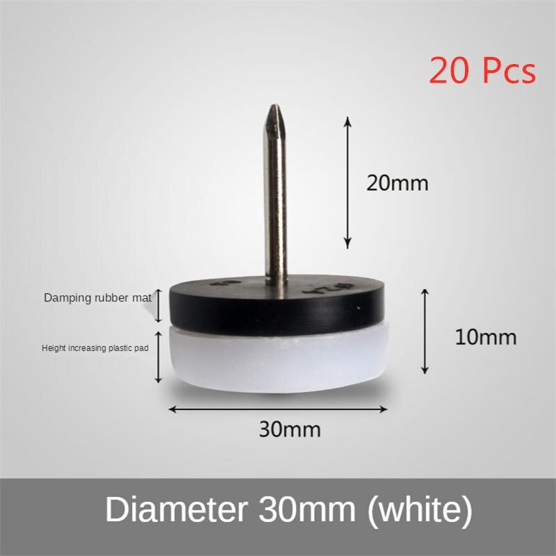 20 Stks/partij 30Mm Meubilair Stille En Antislip Plastic Anker Nail Kast Grond Wit Bruin: White
