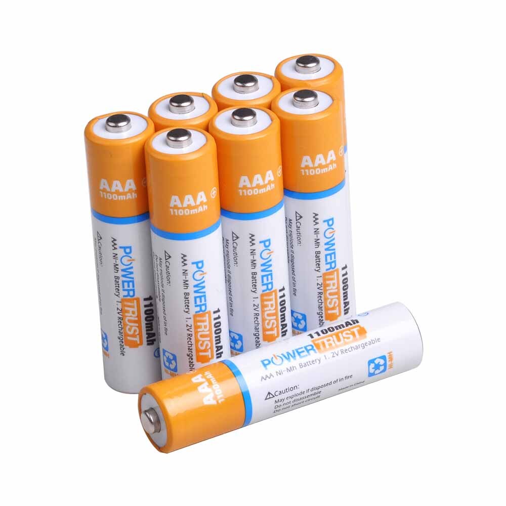 PowerTrust 8 Packs 1100mAh 1,2 V AAA Ni-Mh Akku für AA AAA Batterien (Fall Enthalten): schwarz