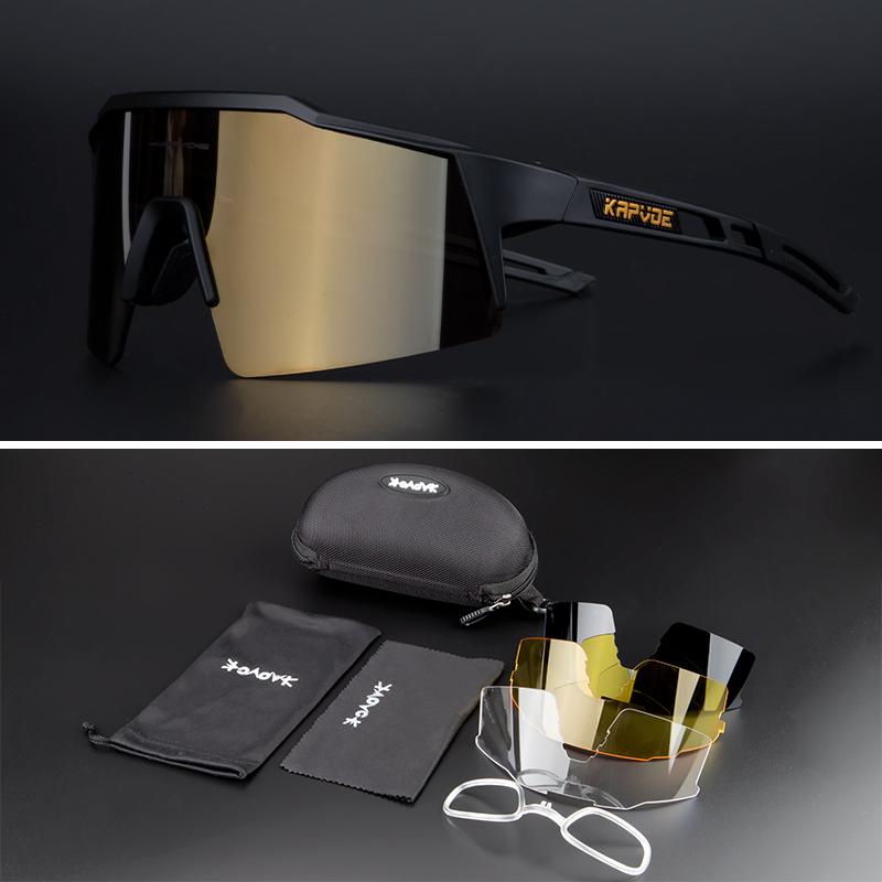 Gafas de sol polarizadas para ciclismo, gafas para bicicleta al aire libre, gafas para ciclismo de montaña para hombre, gafas para bicicleta de carretera para mujer, gafas de sol para bicicleta UV400: Oro