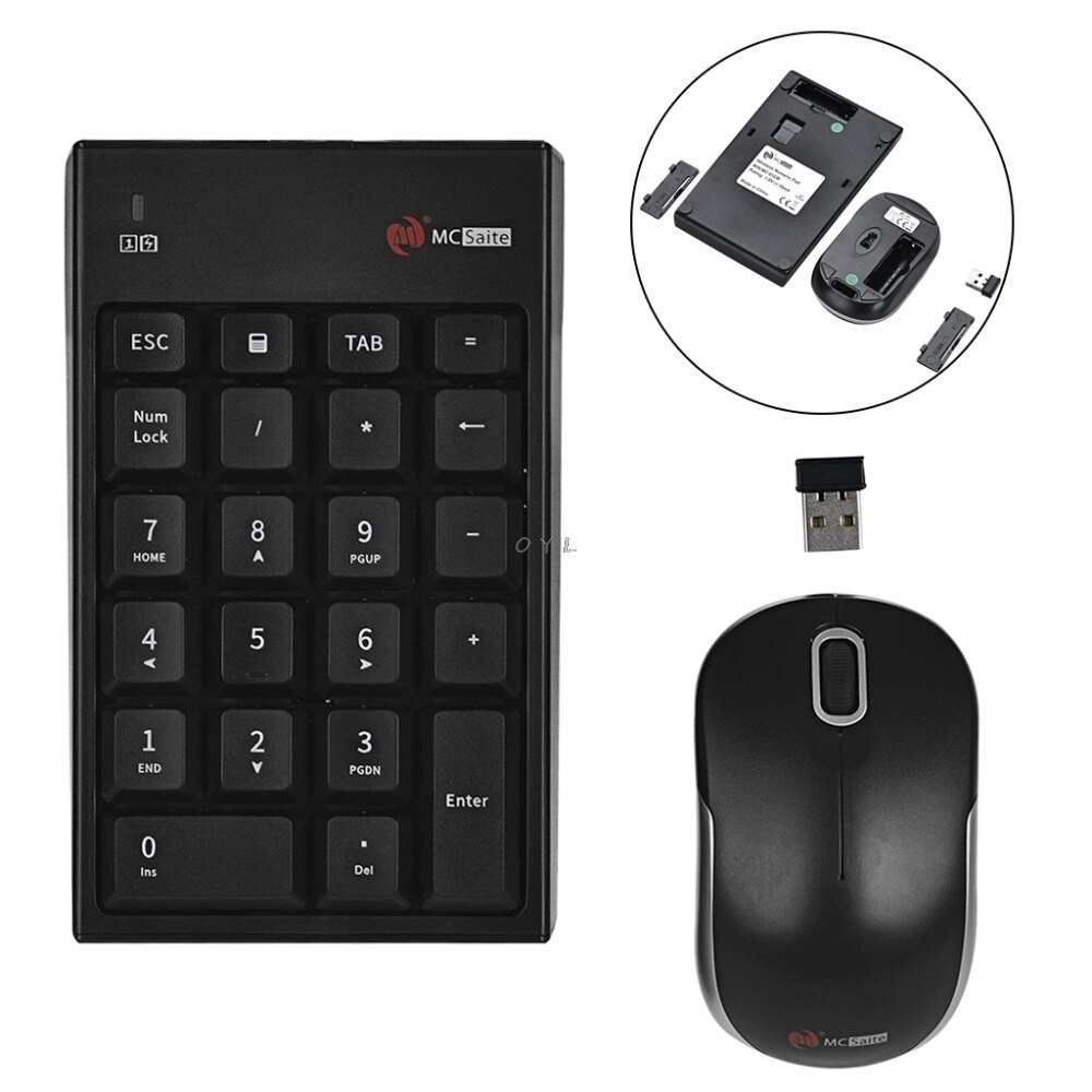 2.4G Auto-Link Wireless Numeric Keypad Number Keyboard &amp; Optical Mouse Combo Set For Desktops Laptops