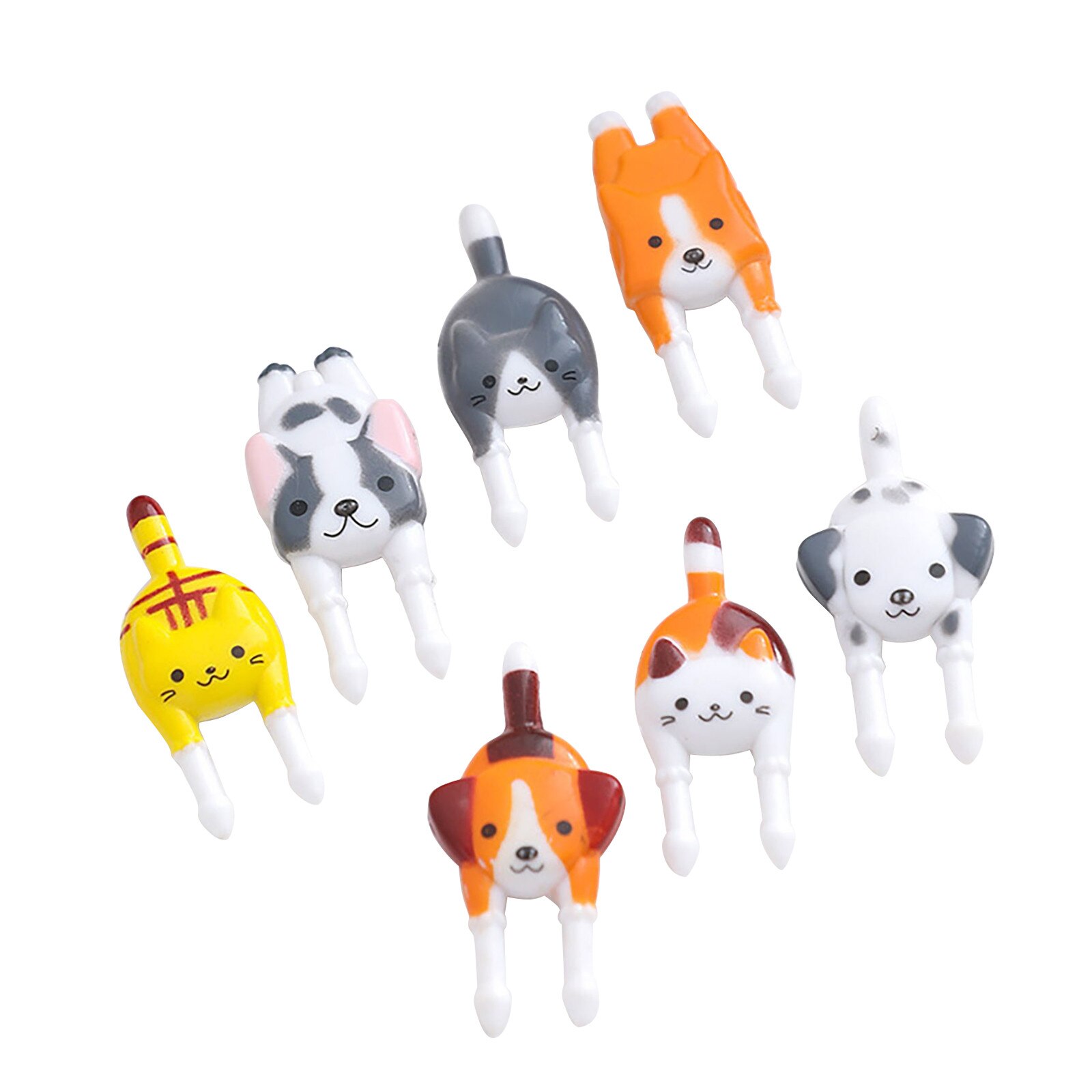 Fruit Vork Creatieve Cartoon Kat Puppy Fruit Vork Set Dier Fruit Check Plastic Twee Tand Kinderen Fruit Vork Столовые Приборы6 *