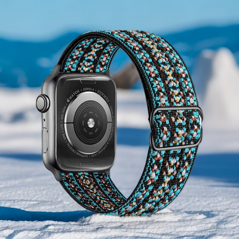 Nylon elastische band voor Apple Watch Band 45 mm 49 mm 44 mm 42 mm 41 mm 40 mm 38 mm Sportarmband Iwatch Ultra Series 8 7 6 5: S / zwart grijs