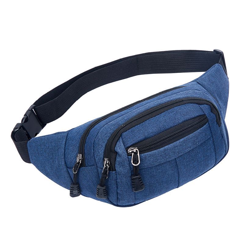 Sportieve Geweven Taille Packs Waterdichte Borst Handpack Drie Laag Rits Dames Taille Tas Grote Capaciteit Buik Tassen: Blauw
