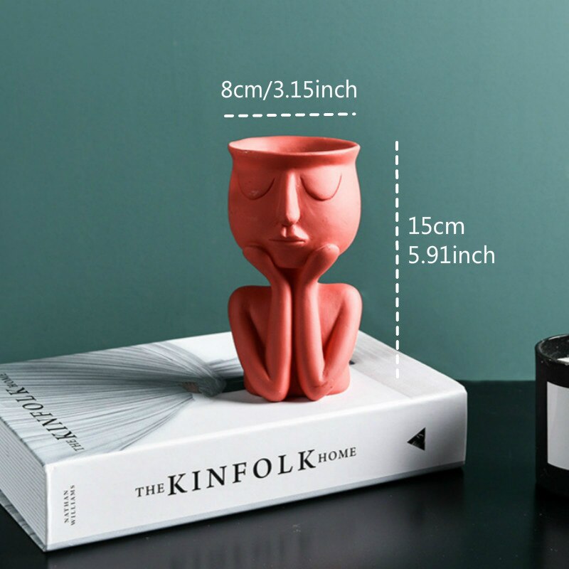 Abstract Human Face Flower Pot Home Desktop Vase Garden House decoration Character Portrait Flower Pot Resin Succulent Plant Pot: 03