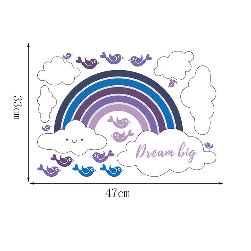Vacclo Watercolor DIY Rainbow Rain Wall Sticker Living Room Bedroom Children Room Background Wall Self-adhesive Paper Wallpaper: 1