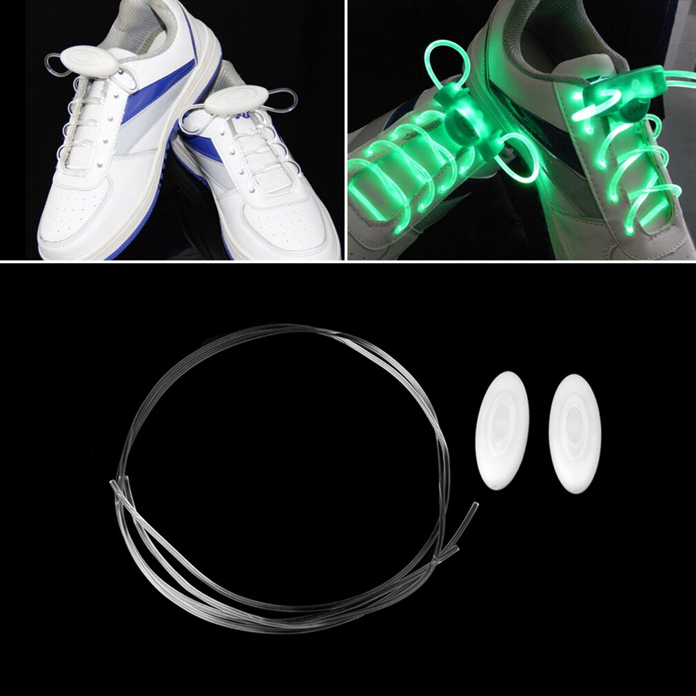 1 Paar Led Sport Veters Flash Light Glow Stick Strap Schoenveters Disco Party Club Platte Schoenveters Tie schoen Knipperende: green