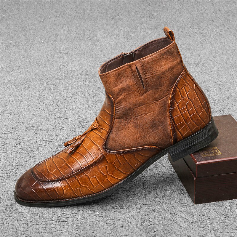 Tendance britannique nouvelle botte pointue à talons bas Chelsea bottes hommes bottes chaussures à talons hauts Cowboy bottes hommes Zapatos