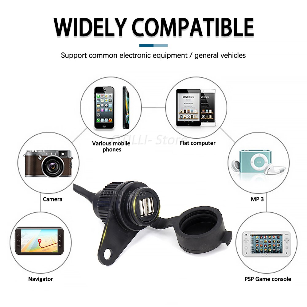 Double prise USB pour moto Yamaha MT09, – , MT07, toutes années, Charge rapide, téléphone, Ipad, accessoire électronique