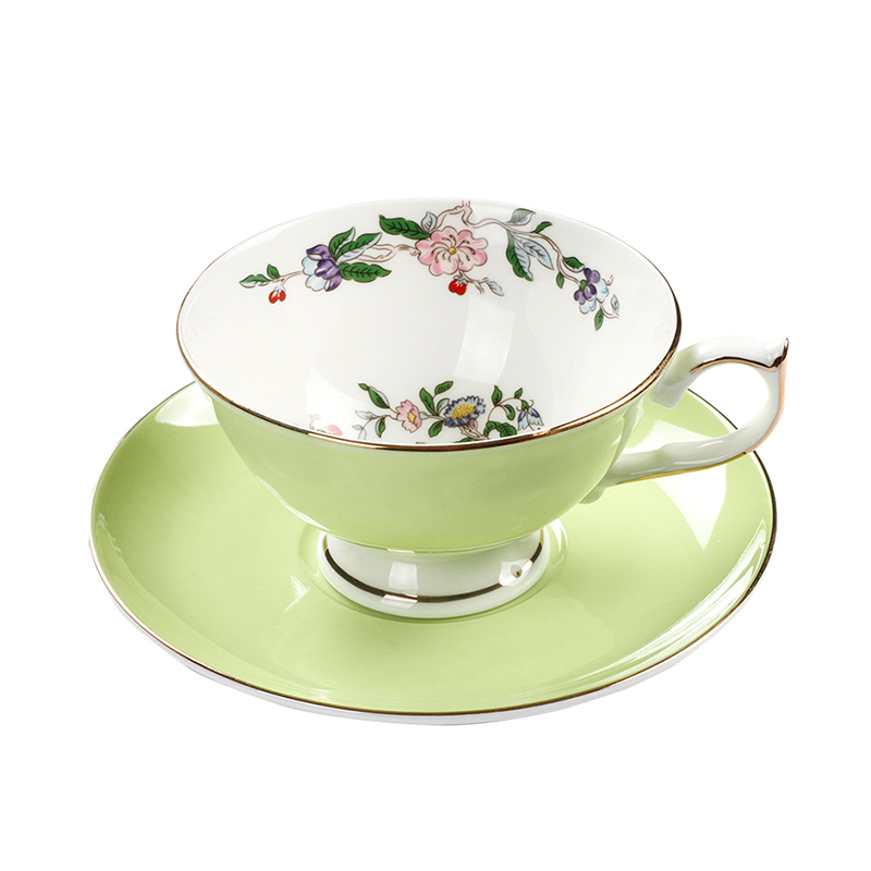 Kaffee Tassen Porzellan Hohe Schmetterling Blume Teetasse &Ampere; Untertasse einstellen Britischen Nachmittag Tee Zeit Keramik Tasse Büro Getränk: Stil B Grün