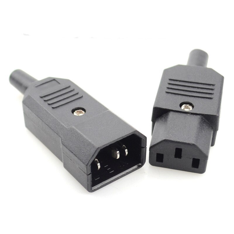 IEC Gerade Kabel Stecker Stecker C13 C14 10A 250V Schwarz weibliche und männliche Stecker Kabelmontage Energie Stecker 3 Stift AC Buchse: männlich und weiblich