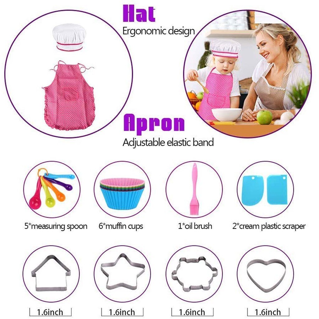 Kit de cuisine pour enfants, 25 pièces, cuisine, Diy, gâteau, pâtisserie, Dessert, kit de cuisson, ensemble d'ustensiles créatifs et amusants pour enfants